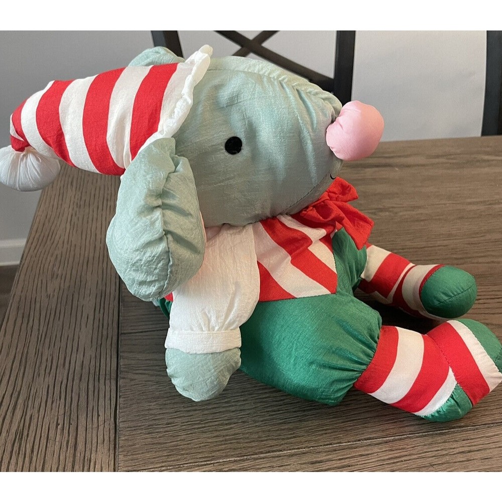 VINTAGE DEPARTMENT 56 CHRISTMAS MOUSE NYLON PLUSH 13" STUFFED ANIMAL KOREA TOY